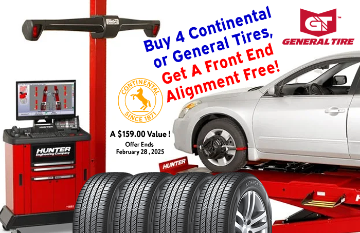 2025-02 Promo - Free Front End Alignment with 4 Continental or General Tire Purchase